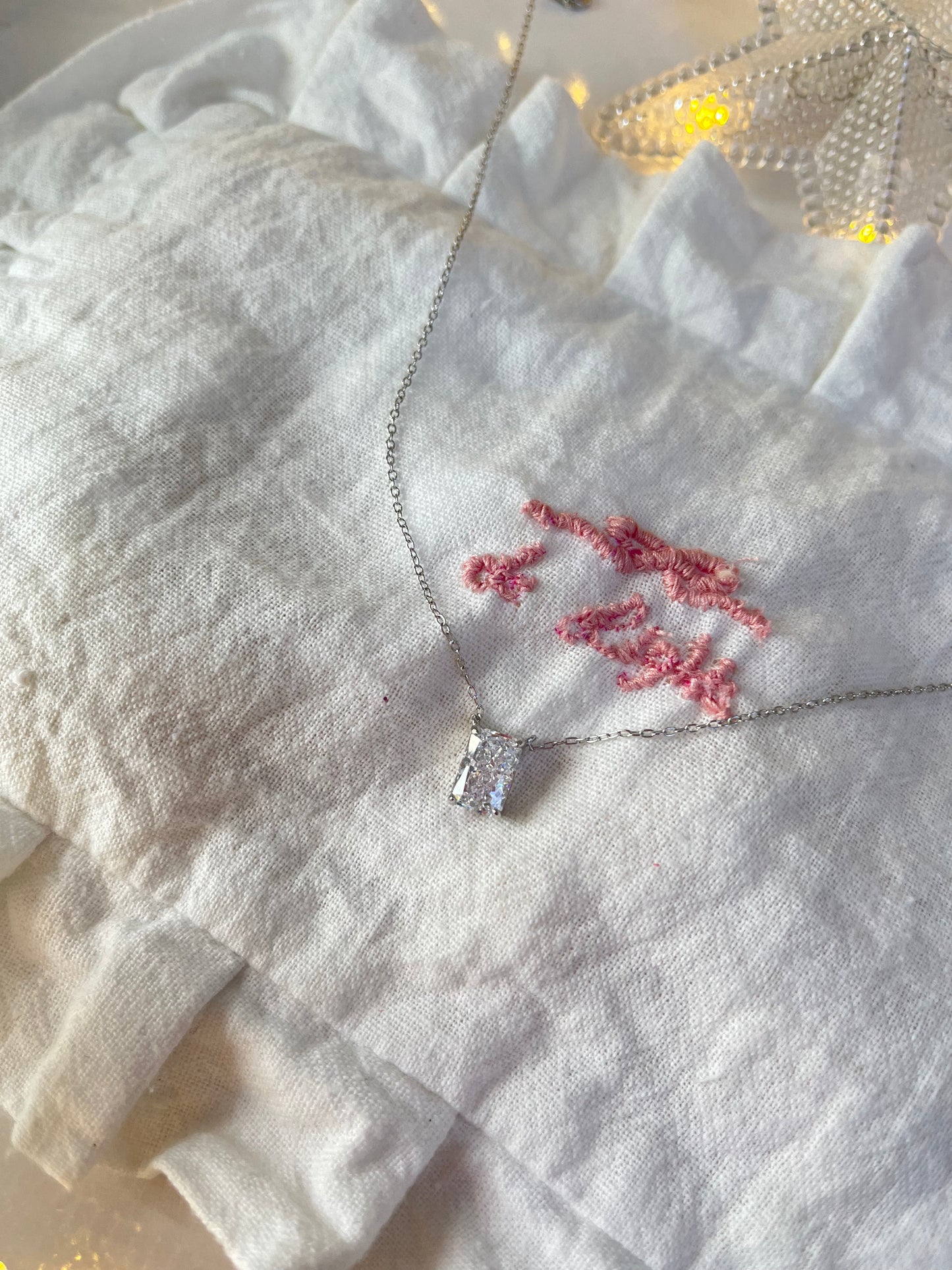 Lab Created Sapphire Clear Necklace