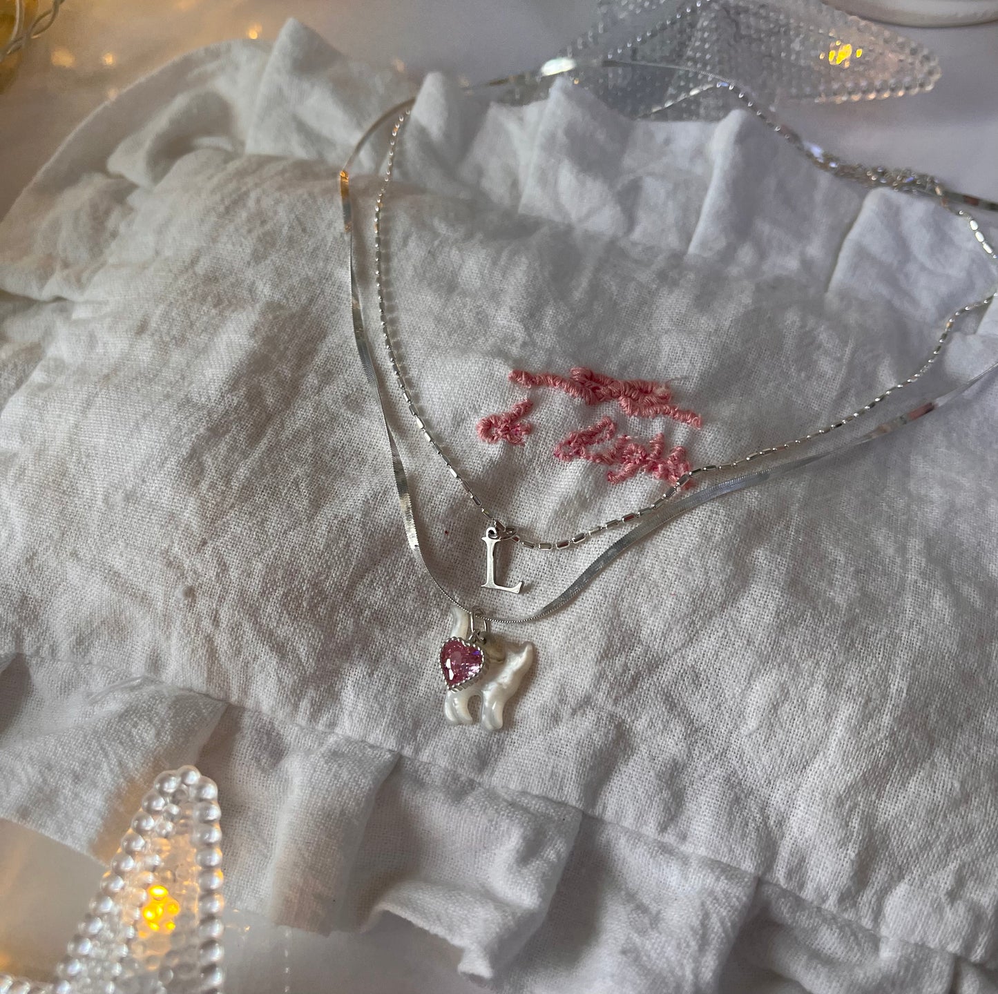 Initial Charm Necklace 925 Sterling Silver