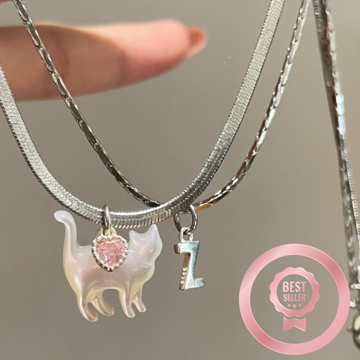 Cat Initial de Light Necklace 925 Sterling Silver