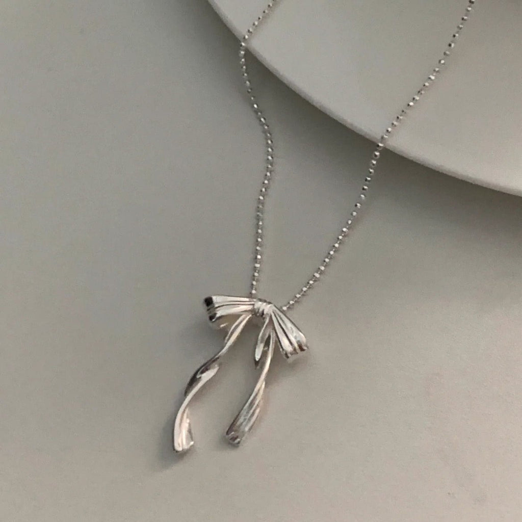 925 Sterling Silver Coquette Bow Necklace