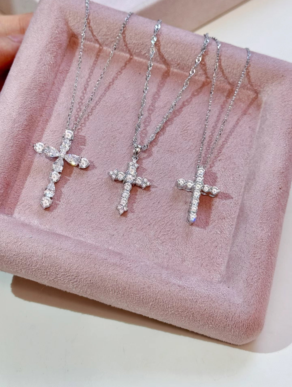 Zircon Cross Necklace 925 Silver