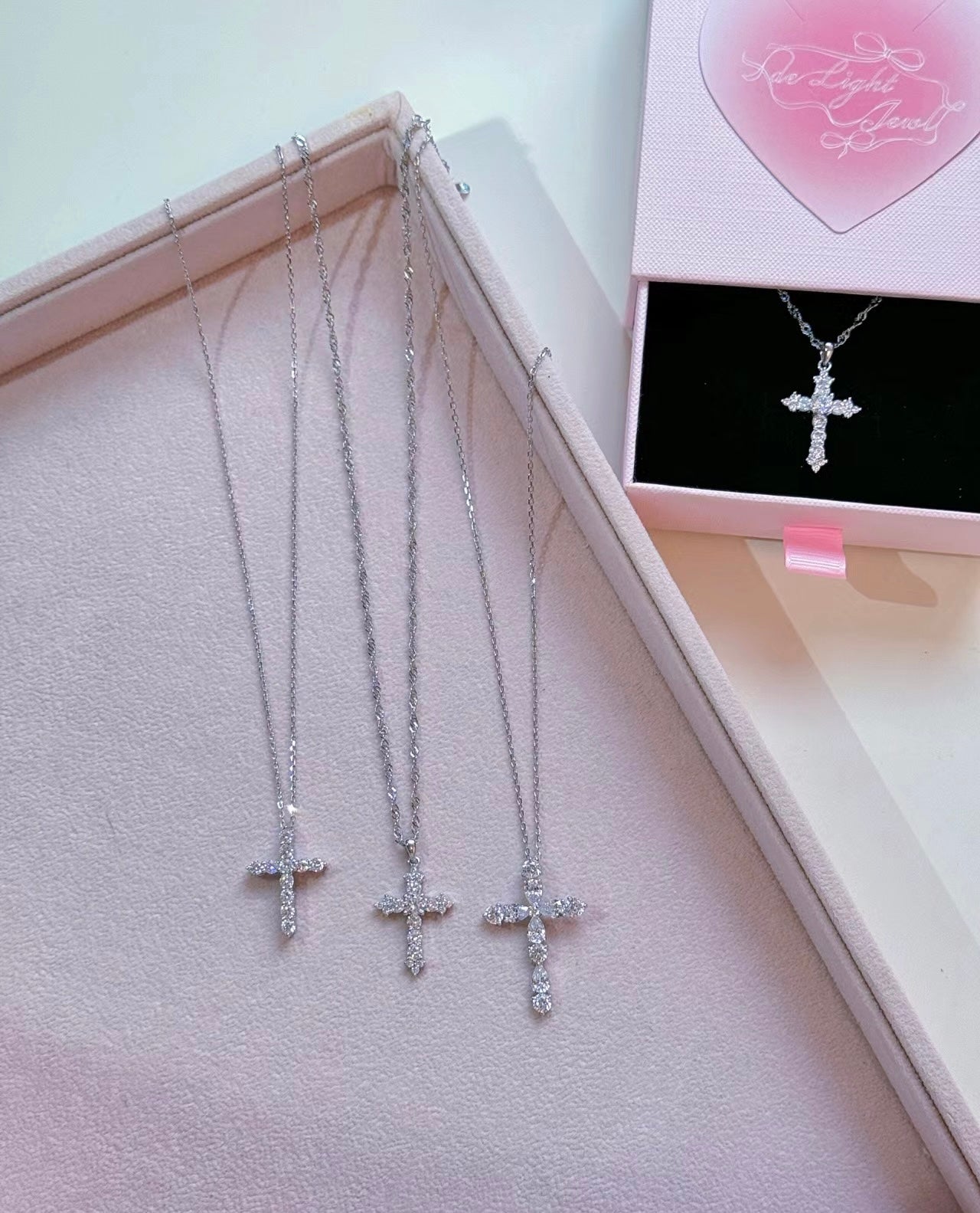 Zircon Cross Necklace 925 Silver