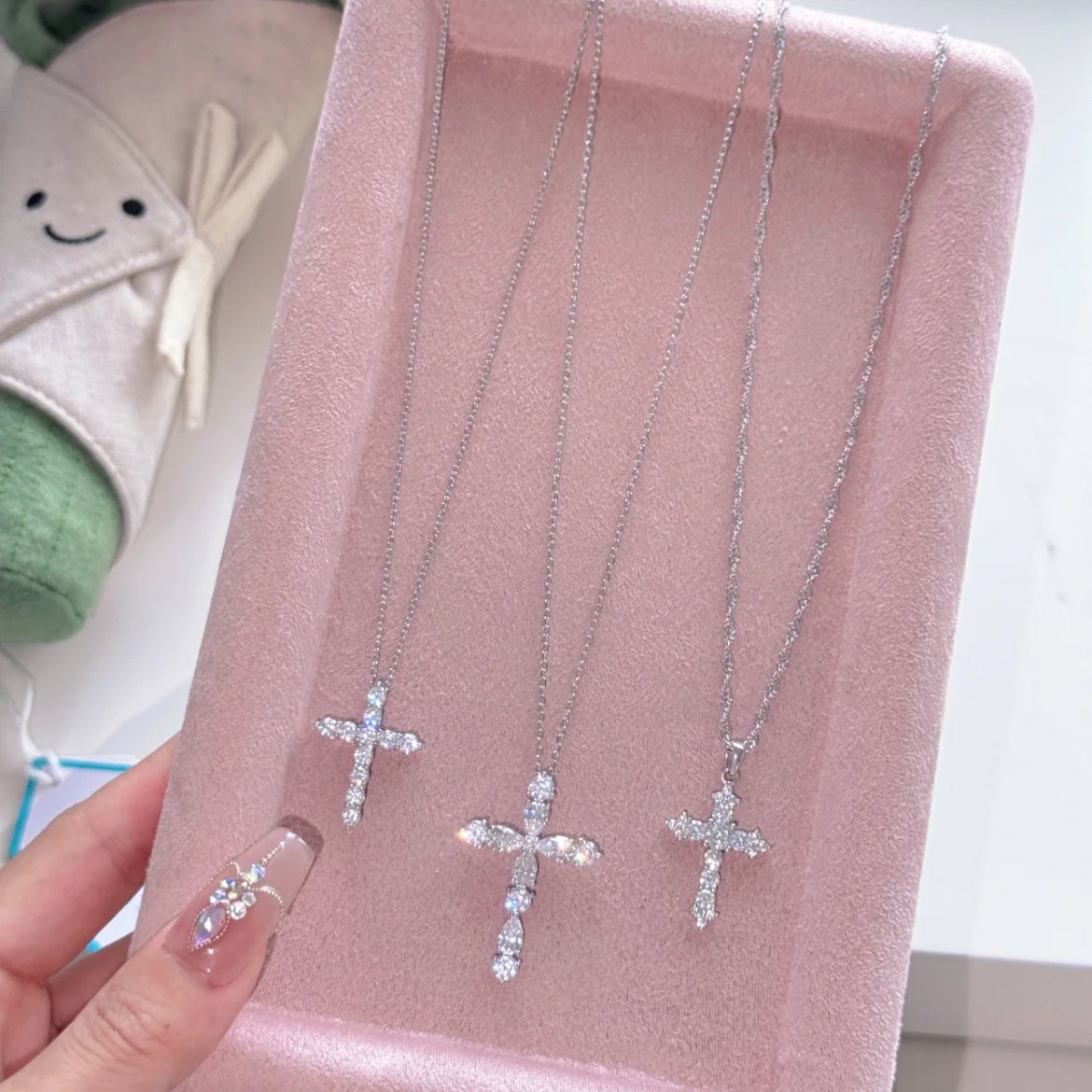 Zircon Cross Necklace 925 Silver