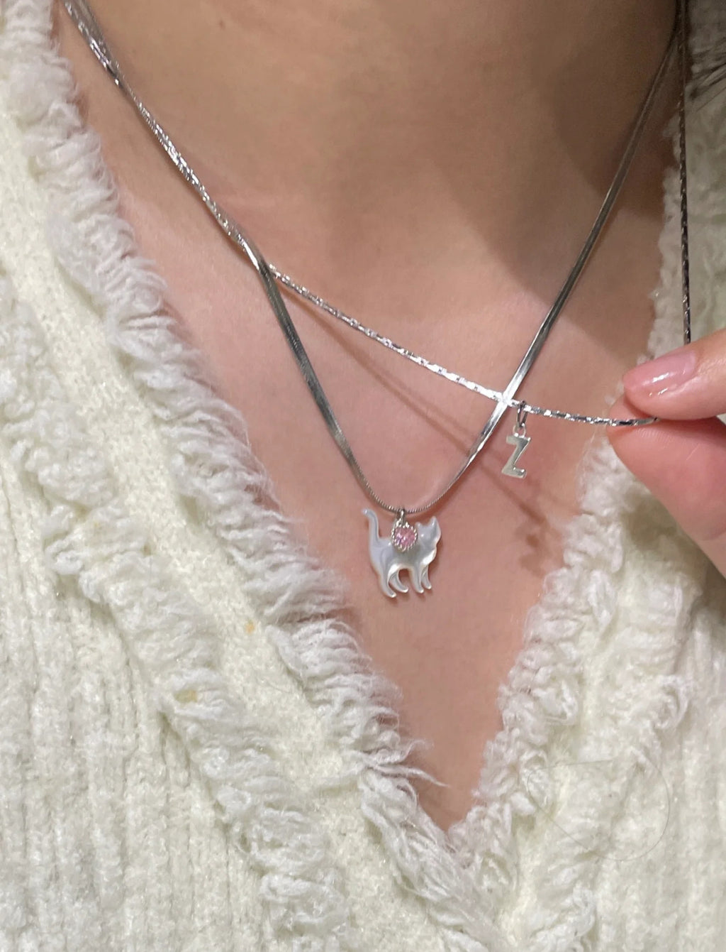 Initial Charm Necklace 925 Sterling Silver