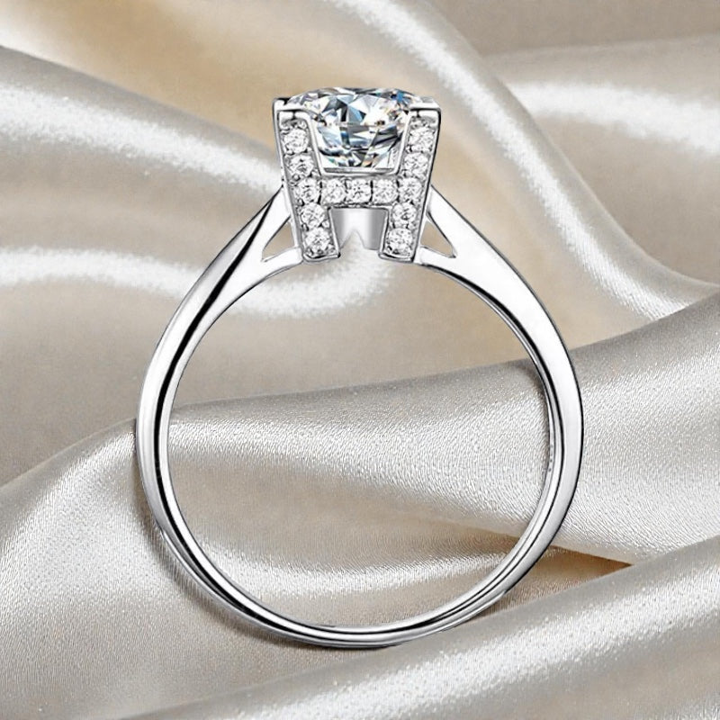 Moissanite Ring - GRA Certified - Pass Test Diamond