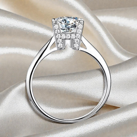 Moissanite Ring - GRA Certified - Pass Test Diamond