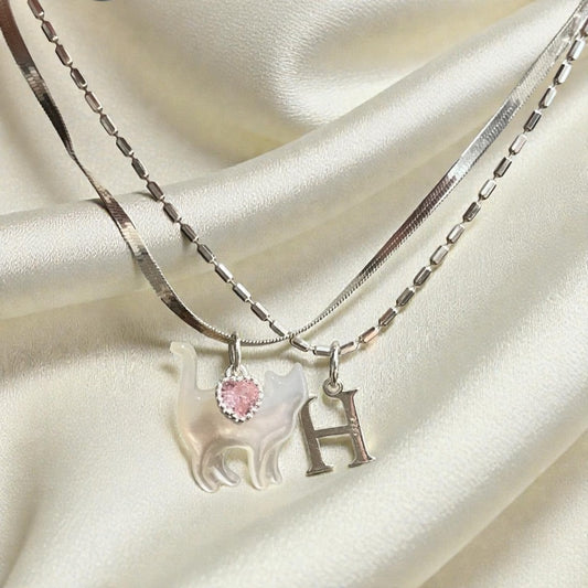 Initial Charm Necklace 925 Sterling Silver
