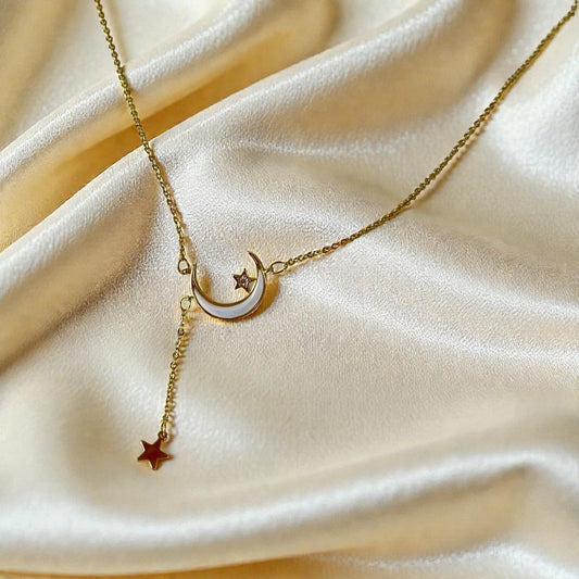 14K Gold Filled 925 Silver Moon Necklace