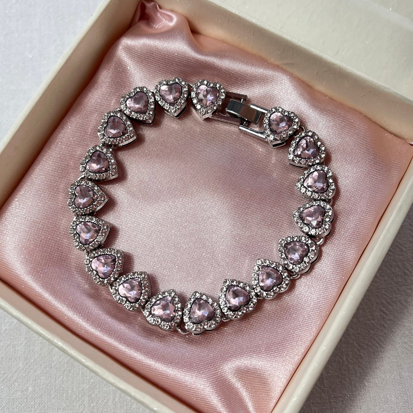 Pink Heart Tennis Bracelet