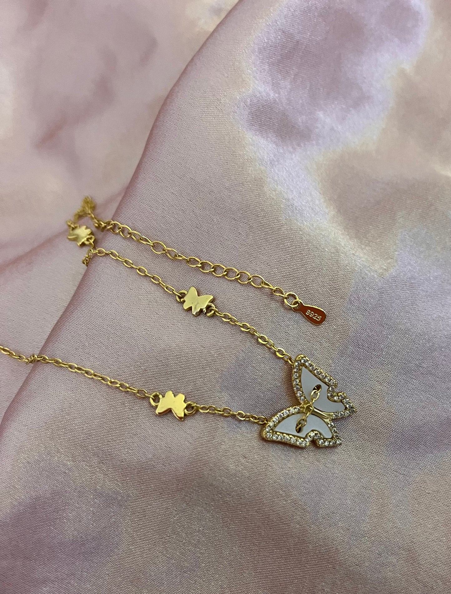 14K Gold Filled 925 Silver Butterfly Necklace