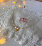 HANDMADE Pearl Locked Heart Necklace