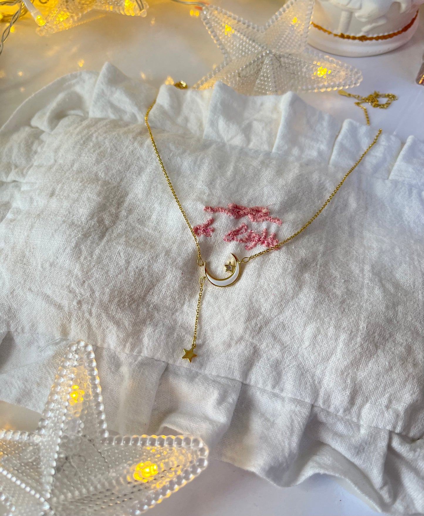 14K Gold Filled 925 Silver Moon Necklace