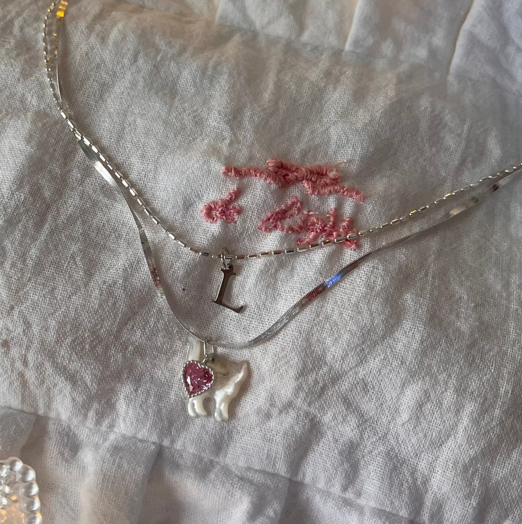 Initial Charm Necklace 925 Sterling Silver