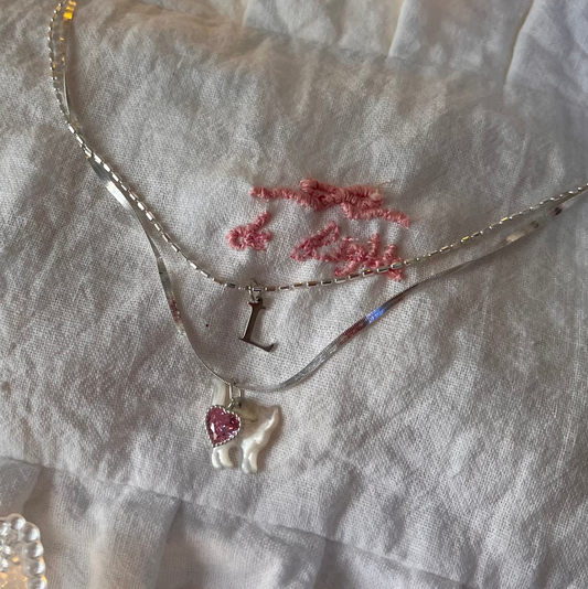 PERSONALISIERTE Initialen-Charm-Halskette aus 925er Sterlingsilber