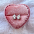 Stainless Steel CZ Tear Drop Studs Earrings