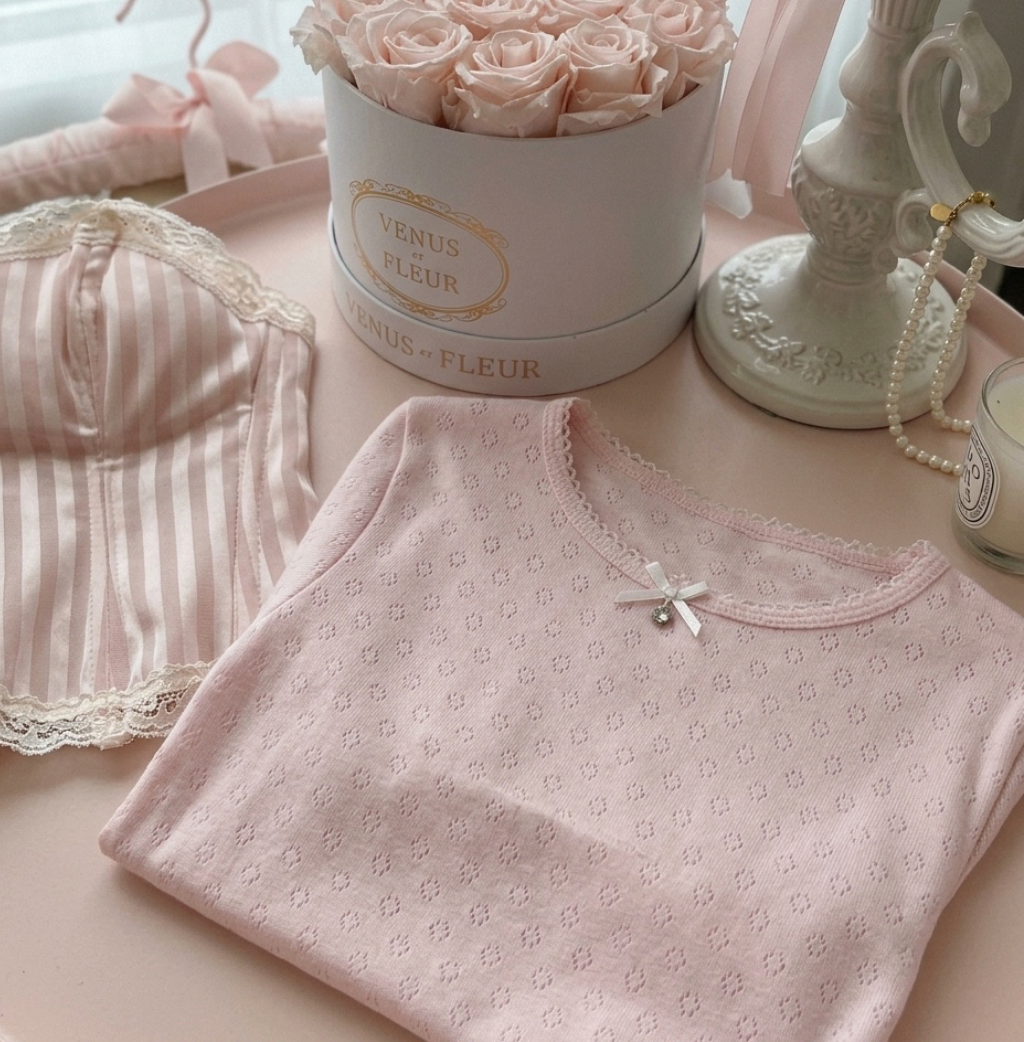Organik Pamuk Top (Beyaz/Pembe)