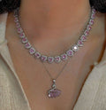 Pink Heart Tennis Necklace